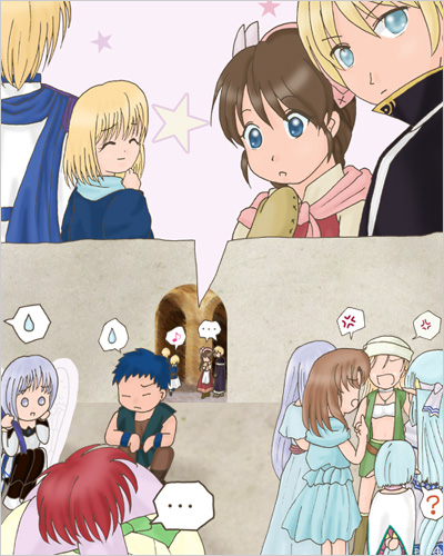 「ねぇユーゴ君。あの人なんで包装されてるのかな？」「……(景品？)」